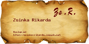 Zsinka Rikarda névjegykártya